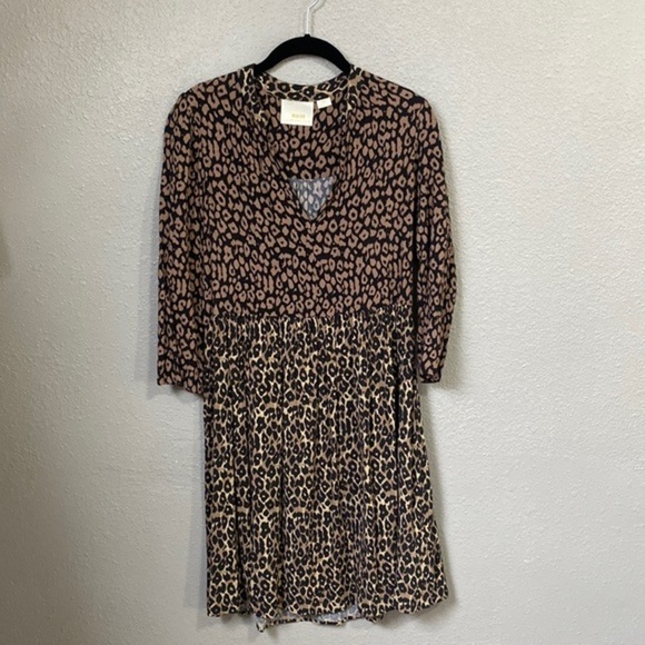 Anthropologie Maeve Juno Animal Printed V-Neck Dress Size Small - Picture 2 of 10